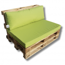Pallet seating cushions set with zip light green