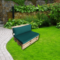 Pallet seating cushions set with zip green