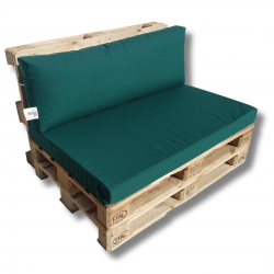 Pallet seating cushions set with zip green