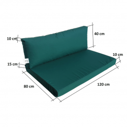 Pallet seating cushions set with zip green