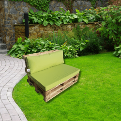 Pallet garden seating cushion with zip light green